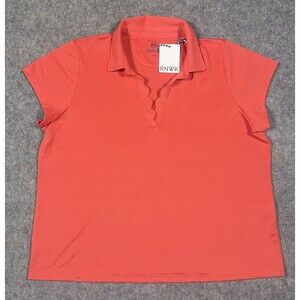 Renwick Scallop Placket Shirt Sleeve Polo Shirt Women’s XL Coral Golf Pickleball